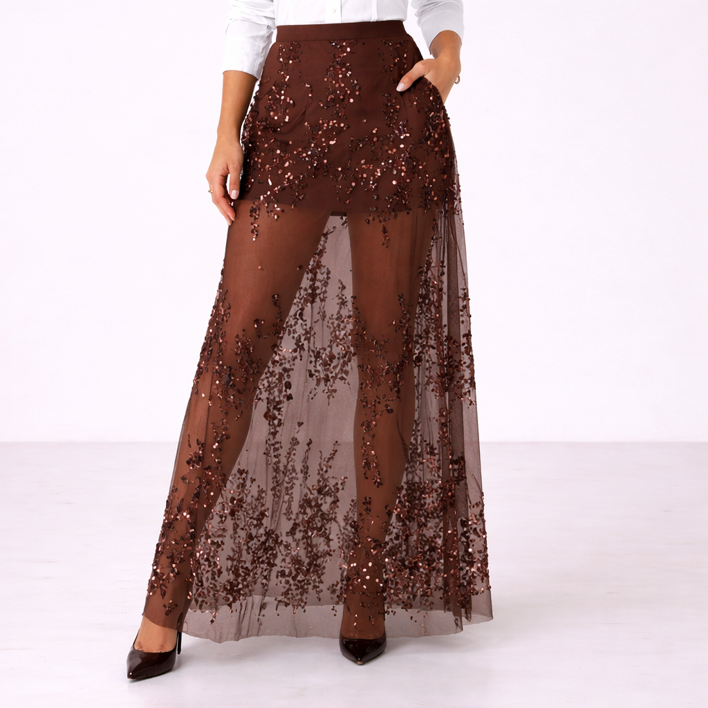 Falda maxi con lentejuelas