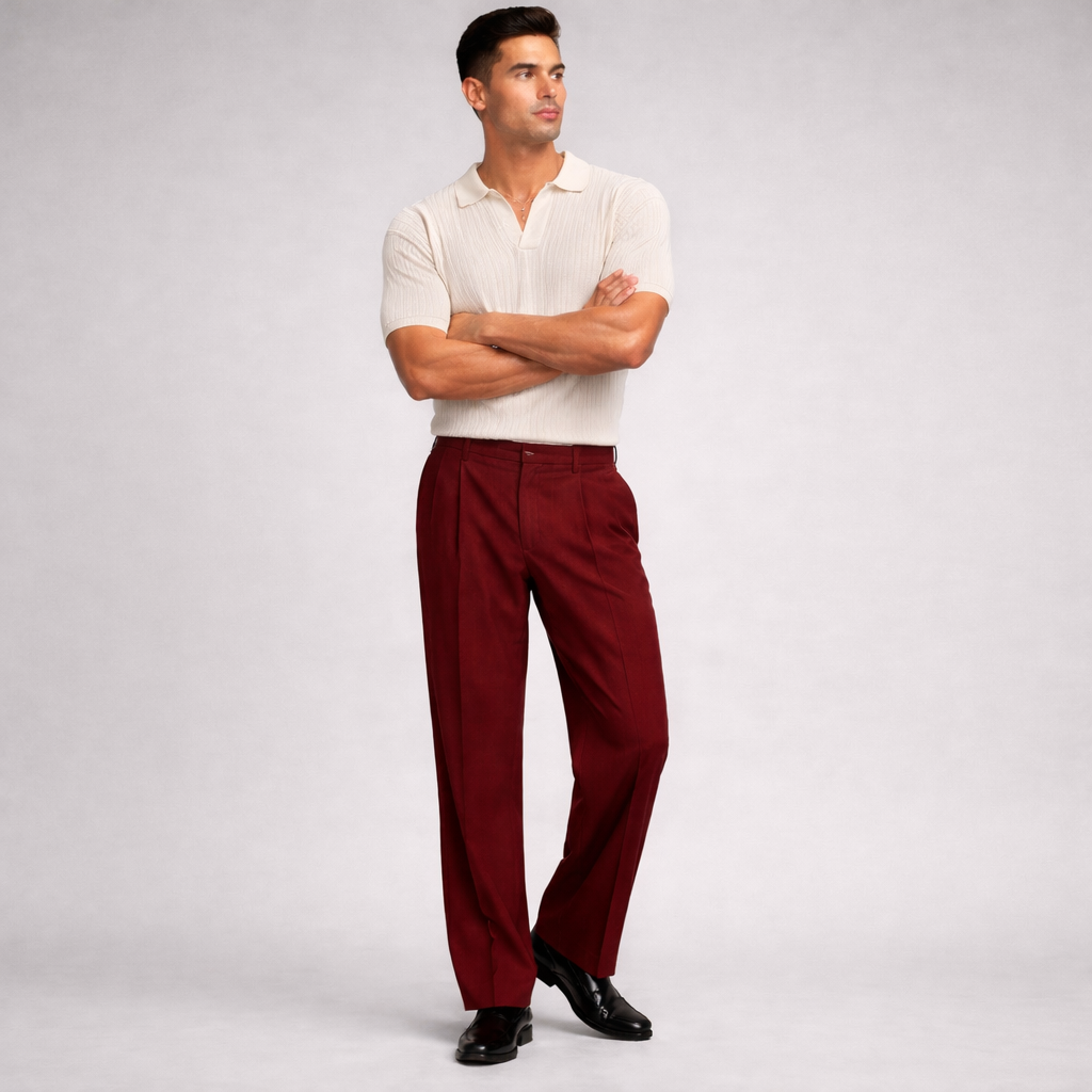 Pantalones de pinzas de pierna ancha para hombre
