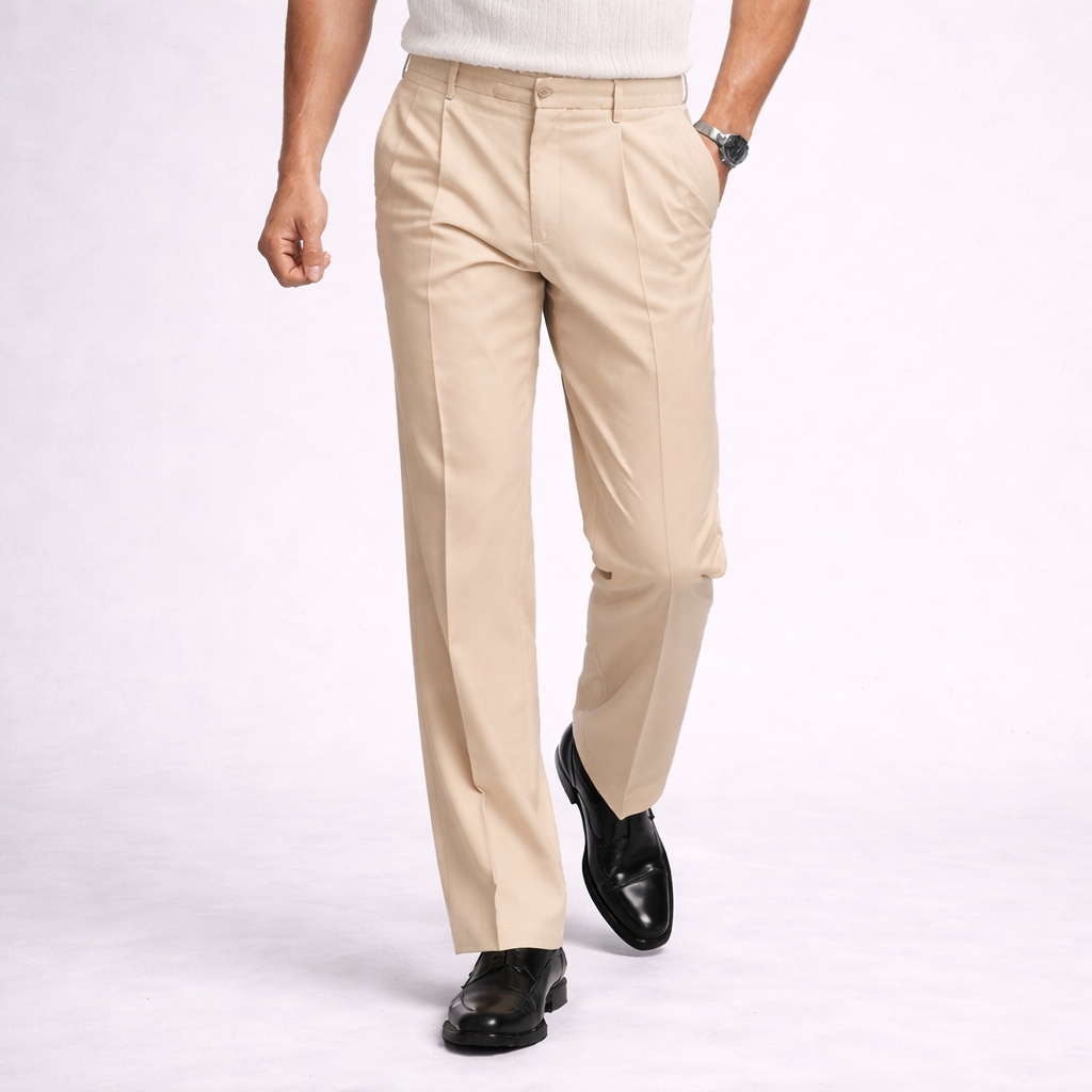 Pantalones de pinzas de pierna ancha para hombre