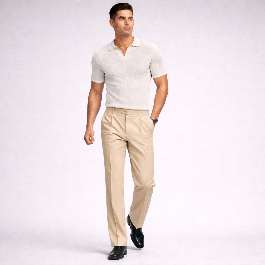 Pantalones de pinzas de pierna ancha para hombre