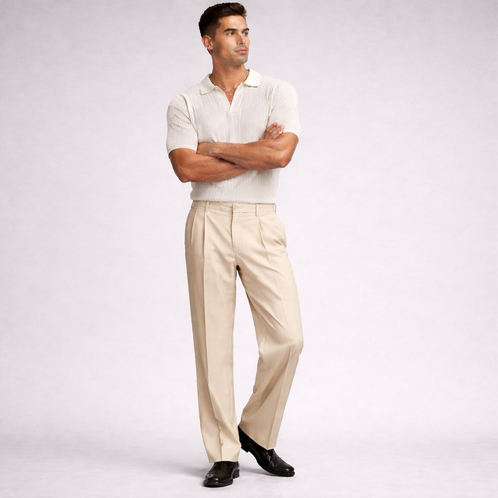 Pantalones de pinzas de pierna ancha para hombre