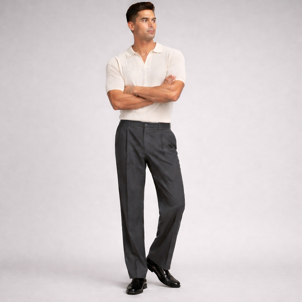 Pantalones de pinzas de pierna ancha para hombre