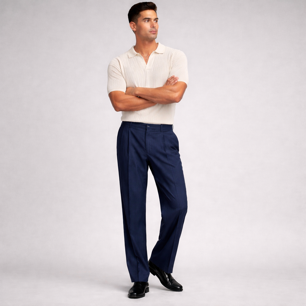 Pantalones de pinzas de pierna ancha para hombre